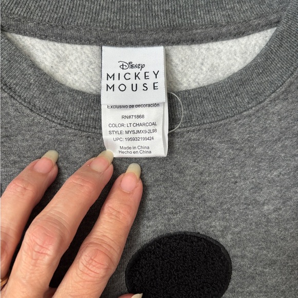 NWT Disney Mickey Mouse Hi Low Sweatshirt Front Raised Mickey Logo Gray Sz Small - Picture 6 of 10